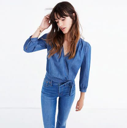 Get it <a href="https://www.madewell.com/madewell_category/DENIMBAR/moredenim/PRD~G7461/G7461.jsp?Nbrd=M&amp;Nloc=en_US&amp;Nrpp=48&amp;Npge=1&amp;Ntrm=wrap+top&amp;isSaleItem=false&amp;color_name=DESCANSO%20WASH&amp;isFromSearch=true&amp;isNewSearch=true&amp;hash=row0" target="_blank">here</a>.&nbsp;