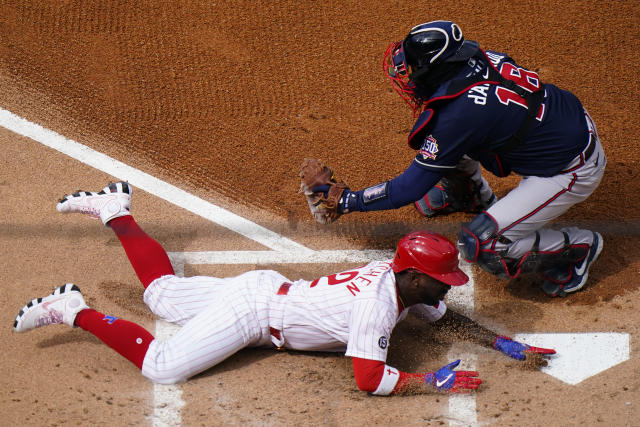 Andrew McCutchen singles on a sharp line drive to center fielder