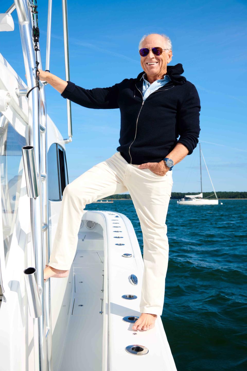 <p>Jeff Lipsky</p> Mississippi-born icon Jimmy Buffett (pictured on his catamaran Last Mango) was a lifelong surfer, fisherman, and conservationist. 