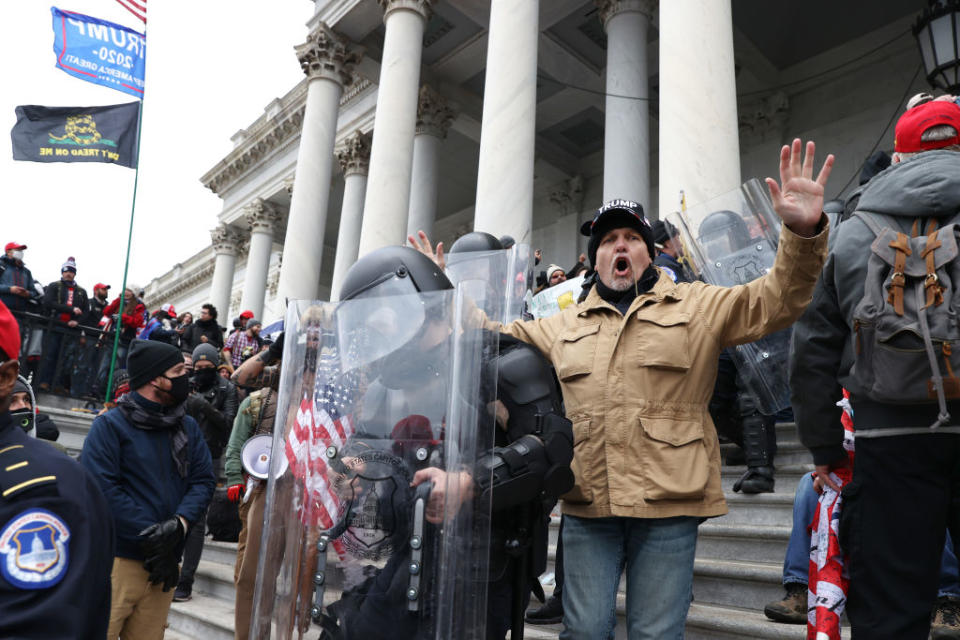 Protesters gather at the US Capitol Building in Washington, DC. 