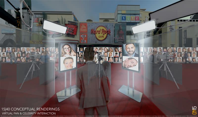 A conceptual rendering by Los Angeles, California event planners 15|40 Productions of what a socially distanced red carpet for movie premieres and awards show might look like in the coronavirus disease (COVID-19) era