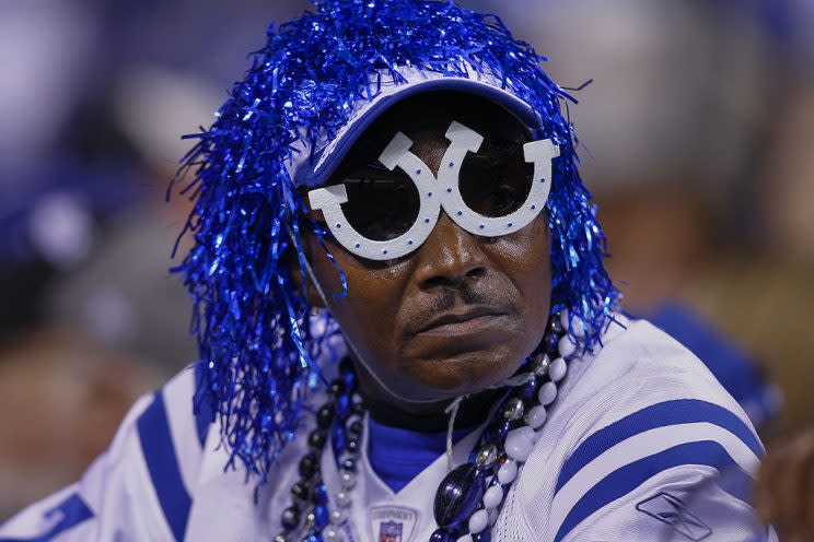 A concerned Colts fan, probably thinking about Andrew Luck's recovery.