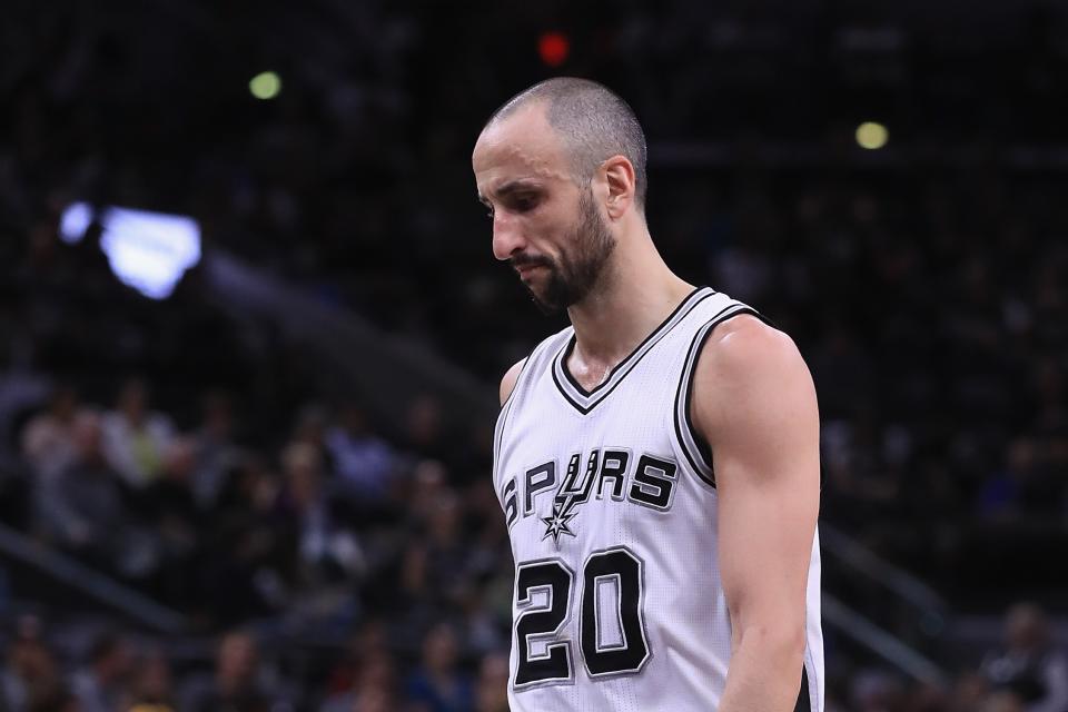 Manu Ginobili appears to be fed up with the constantly moving target on Kawhi Leonard’s return. (Getty)