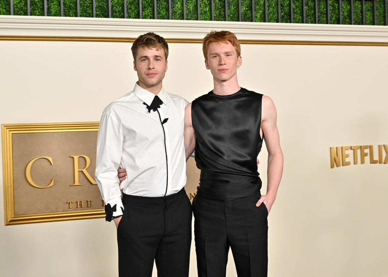 Ed McVey, who plays Prince Williams, and Luther Ford, who is Prince Harry, at the Los Angeles premiere 