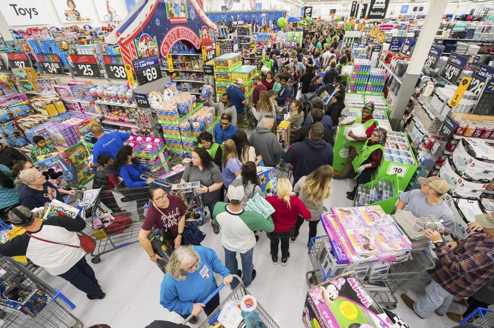 IMAGE DISTRIBUTED FOR WALMART - Walmart customers shop deals on toys in America's Best Toy Shop during Walmart's Black Friday store event on Thursday, Nov. 22, 2018 in Bentonville, Ark. (Gunnar Rathbun/AP Images for Walmart)