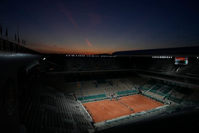 Novak Djokovic played under the lights in an empty stadium