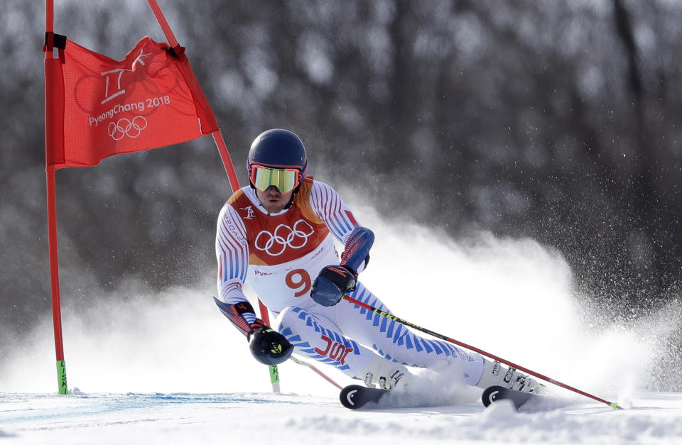 United States’ Ted Ligety competes during the first run of the men’s giant slalom at the 2018 Winter Olympics in Pyeongchang, South Korea, Sunday, Feb. 18, 2018. (AP Photo/Luca Bruno)