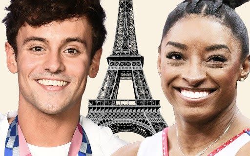 Tom Daley en Simone Biles super-opgelegd voor de Eiffeltoren