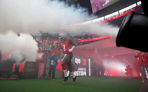 Tampa Bay Buccaneers' Jameis Winston runs onto the field before the match - Credit: Action Images via Reuters/Paul Childs