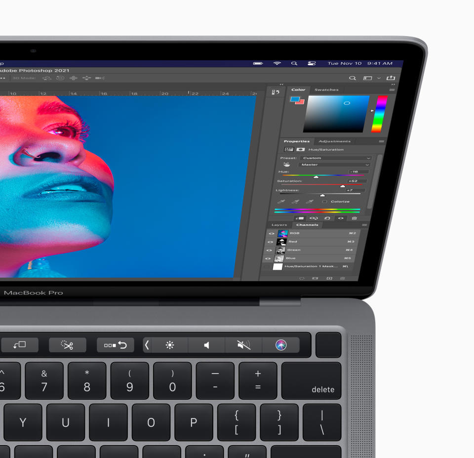 The M1-powered MacBook Pro will offer high-end graphics capabilities without eating into the system's battery life. (Image: Apple)