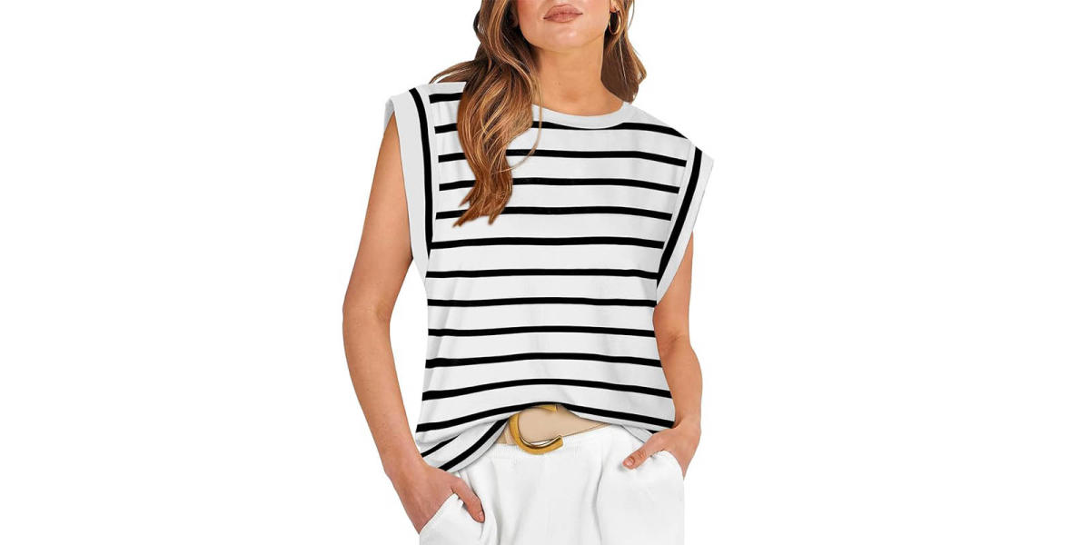 WIHOLL T Shirts for Women Short Sleeve Black and White Striped