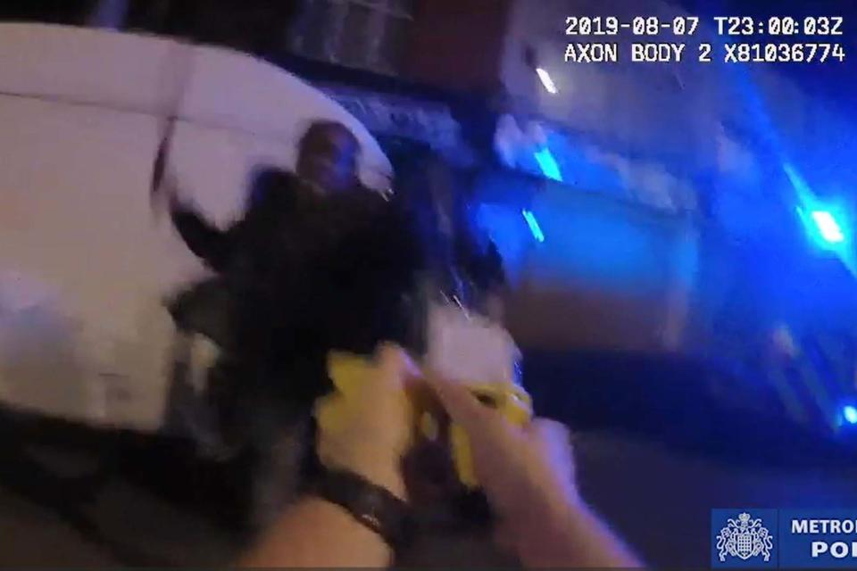 Pc Stuart Outten discharges his Taser at Muhammad Rodwan (PA)