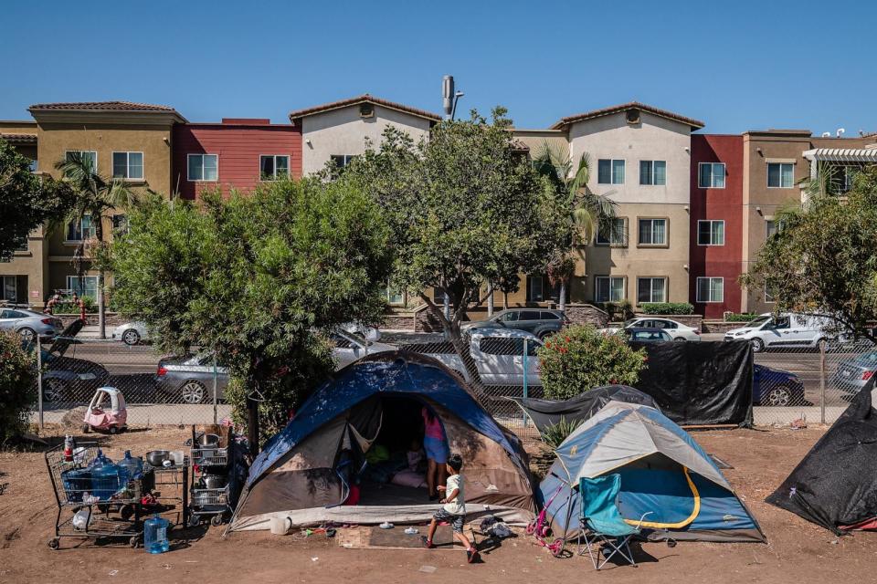 PHOTO: A homeless camp in San Diego, California, July 27, 2024. (Bloomberg via Getty Images)