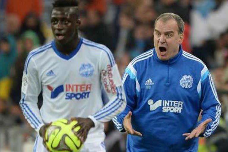 Benjamin Mendy en su etapa en Marsella, con Marcelo Bielsa