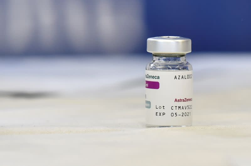 AstraZeneca vaccine is seen during a vaccine process in Pristina