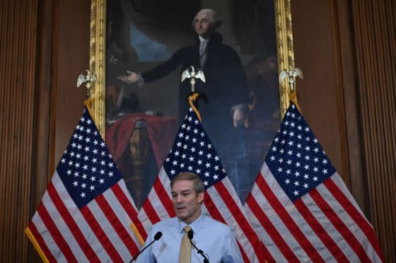 Rep. Jim Jordan speaks during a press conference at the Capitol in Washington, D.C, on October 20, 2023.  (Photo by Andrew Caballero-Reynolds/AFP/ Getty Images)