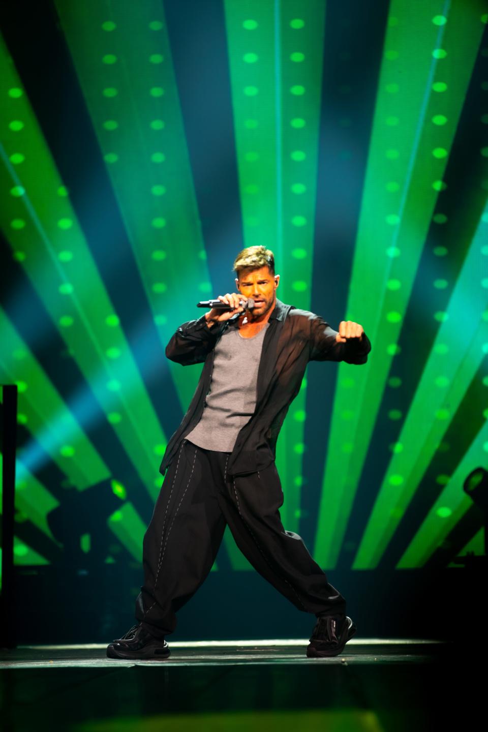 Ricky Martin shows off his moves at the opening of The Trilogy Tour in Washington, D.C. on Oct. 14, 2023.