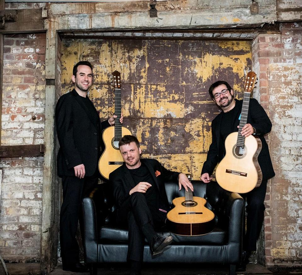 The Great Necks, from left, URI guitar professor Adam Levin, Matt Rohde and Scott Borg.