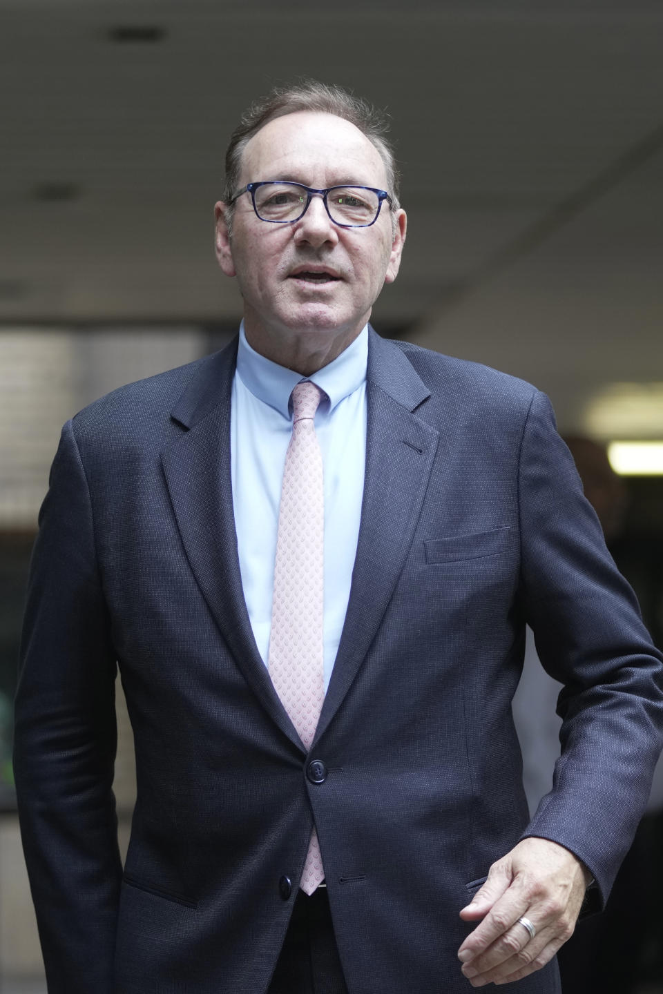 Actor Kevin Spacey leaves Southwark Crown Court in London, Wednesday, June 28, 2023. Spacey is going on trial on charges he sexually assaulted four men as long as two decades ago. The double-Oscar winner faces a dozen charges as his trial begins Wednesday at Southwark Crown Court. Spacey pleads not guilty to all charges . (AP Photo/Kin Cheung)