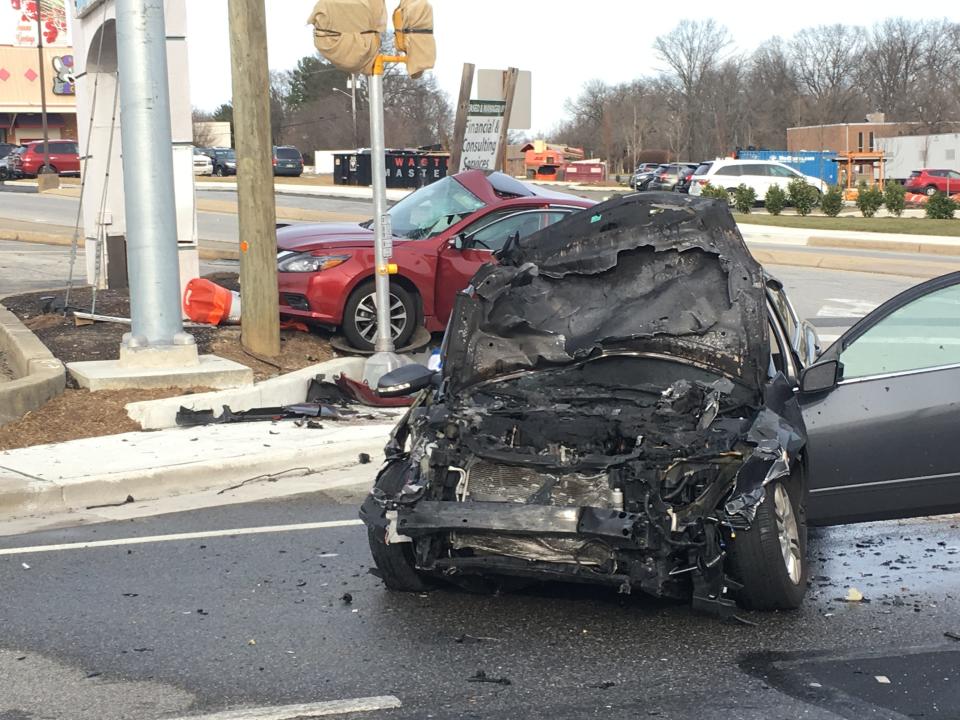 A 75-year-old Claymont man died following a two-car crash at the entrance to Talleyville Shopping Center in Talleyville on Saturday, Jan. 12, 2019.