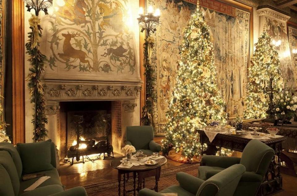 Rooms on the Biltmore Estate tour, like the Tapestry Gallery, are trimmed for Christmas.