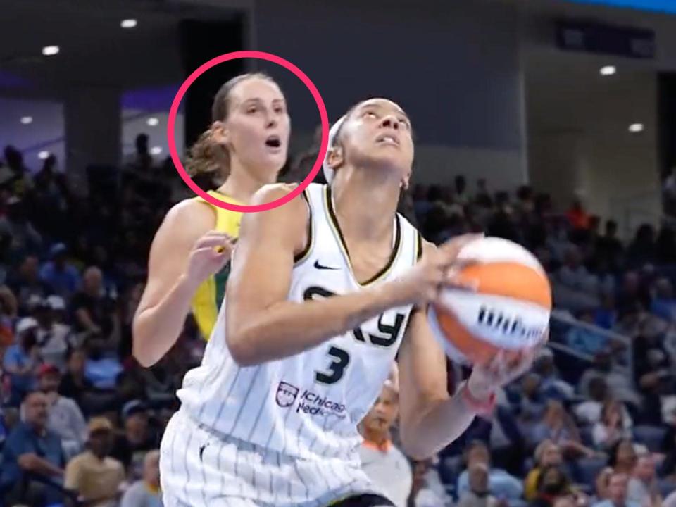 Stephanie Talbot stunned by Candace Parker's fake.