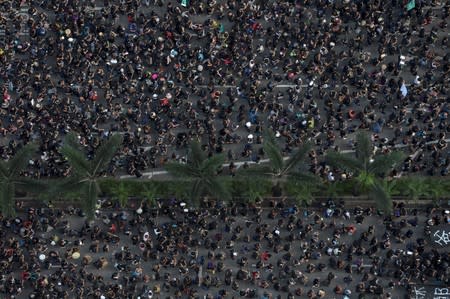 Demonstration demanding Hong Kong's leaders to step down and withdraw the extradition bill, in Hong Kong