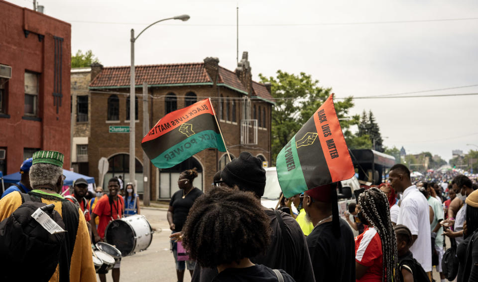 A crowd celebrates juneteenth