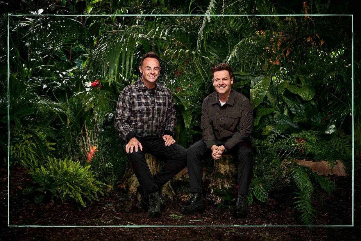  Hosts Ant and Dec sat in a jungle at the start of I'm A Celebrity 2023. 