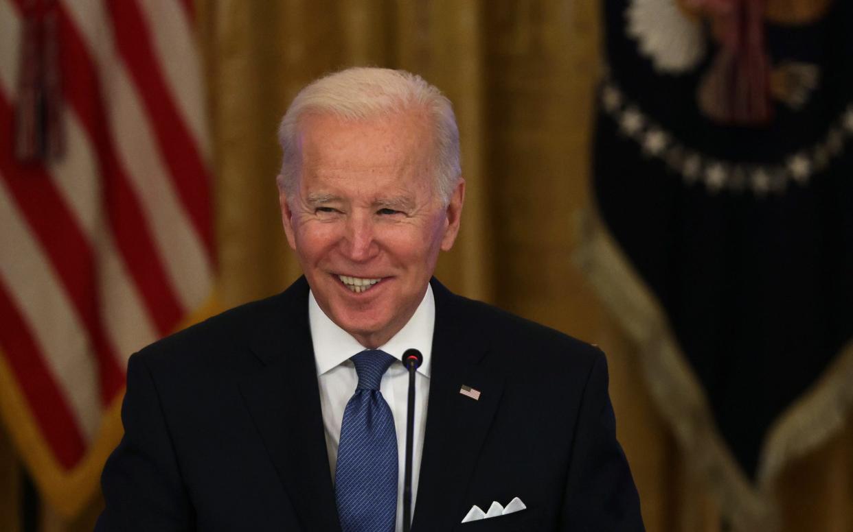 WASHINGTON, DC - JANUARY 24: U.S. President Joe Biden speaks during a meeting with the White House Competition Council in the East Room of the White House January 24, 2022 in Washington, DC. Biden discussed efforts to lower prices for Americans laid out in his July 2021 executive order on promoting competition in the economy. (Photo by Alex Wong/Getty Images) - Alex Wong /Getty Images North America 