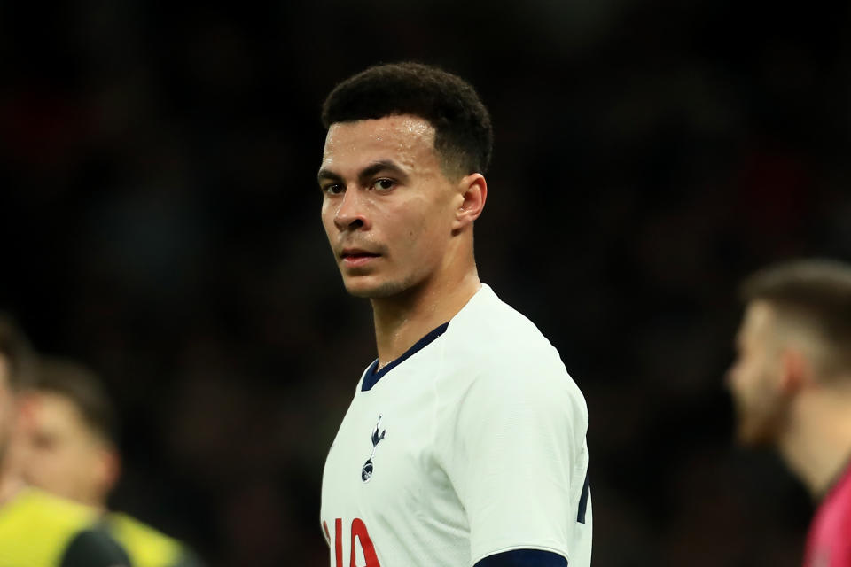 Tottenhams Dele Alli during the FA Cup match between Tottenham Hotspur and Southampton at the Tottenham Hotspur Stadium, London on Wednesday 5th February 2020. (Photo by Leila Coker/MI News/NurPhoto via Getty Images)