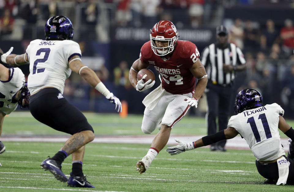 Rodney Anderson is Oklahoma’s leading rusher in 2017. (AP Photo/Tony Gutierrez)