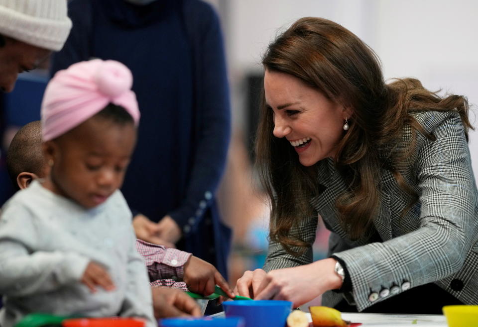 The Duchess of Cambridge was on royal duty earlier this week during a visit to PACT (Parents and Children Together). (Alastair Grant/Pool via REUTERS)