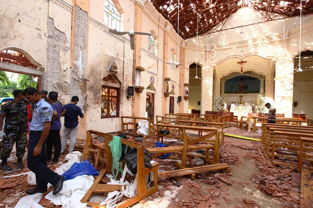 Sri Lankan officials inspect St. Sebastian's Church in Negombo: Getty Images