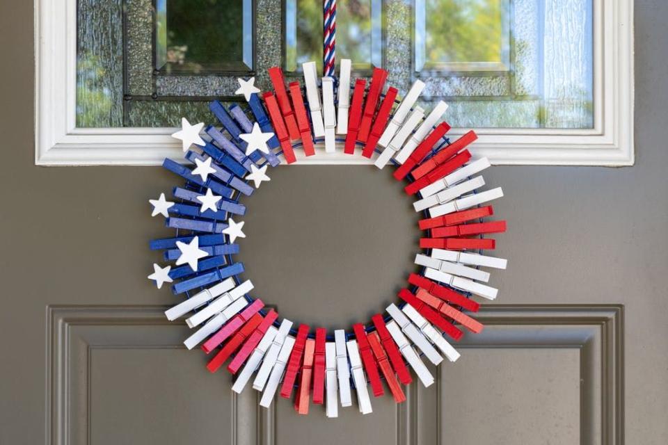 Fourth of July Clothespin Wreath