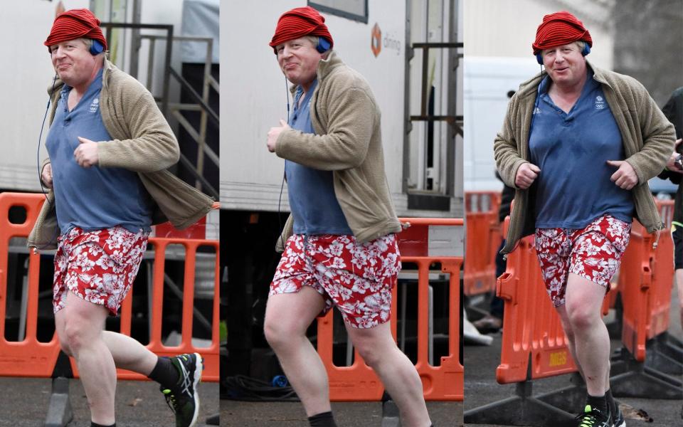 Boris Johnson jogging near St James Park in February 2017 - Steve Back