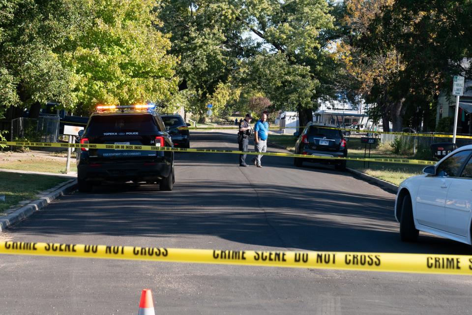 Topeka police respond to the 600 block of S.E. Lawrence where 17-year-old Damayah R. Calhoun was fatally shot Friday.