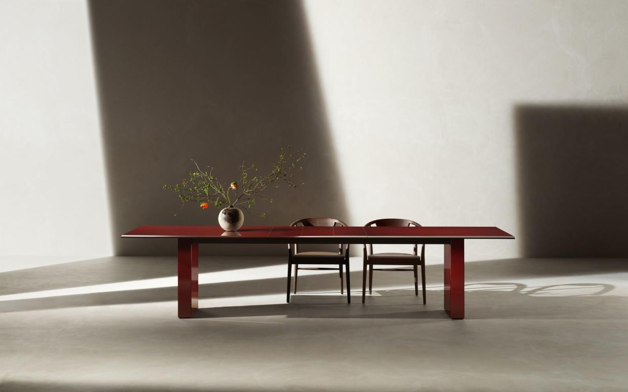  Milan Design Week B&B Italia Assiale dining table in red. 