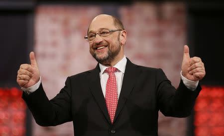 Incoming Social Democratic Party (SPD) leader and candidate in the upcoming general elections Martin Schulz after addressing an SPD party convention in Berlin, Germany, March 19, 2017. REUTERS/Axel Schmidt