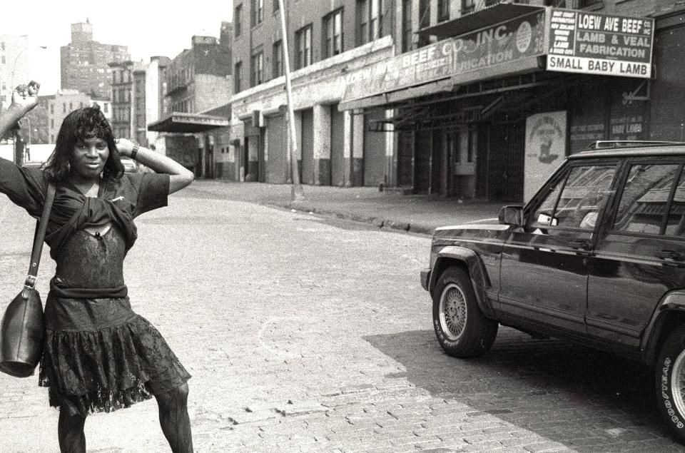 A trans sex worker on The Stroll in the Meatpacking District of 1980s New York City.