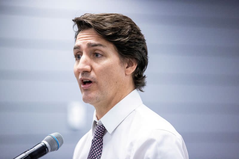 FILE PHOTO: Canadian Prime Minister Trudeau's address in Richmond Hill