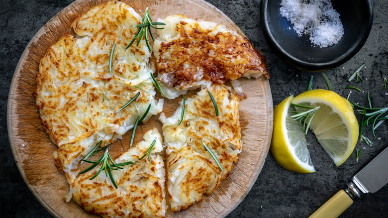 Potato rosti on a plate