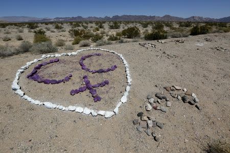 A Highway 66 marker, part of the newly named Mojave Trails National Monument, is shown near Amboy, California March 17, 2015. REUTERS/Sam Mircovich