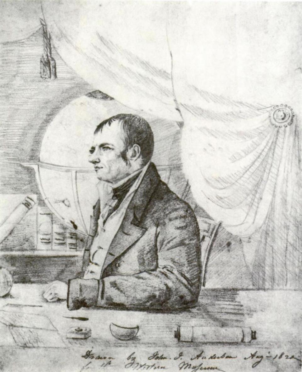 A portrait of Capt. John Cleves Symmes, who proposed the Hollow Earth theory, was sketched by John James Audubon in August 1820 for the Western Museum in Cincinnati.