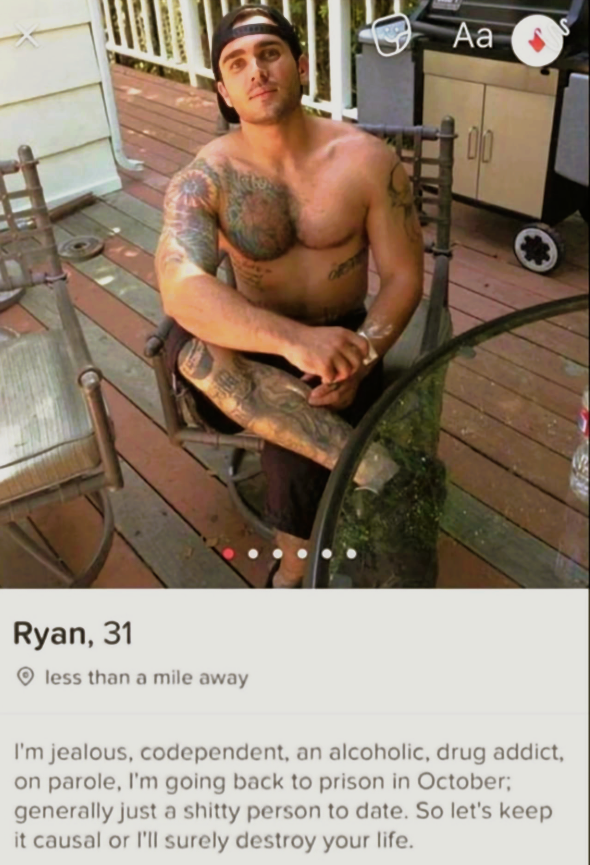<em>Dopey</em> guest Ryan Leone’s dating profile, as he later posted on social media. Dead at 36.