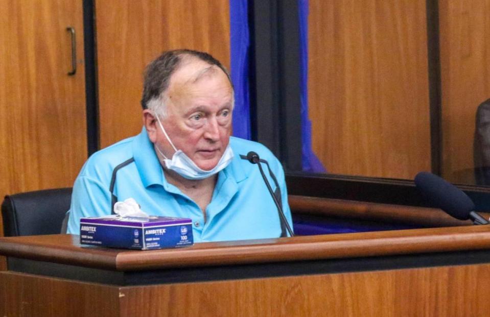 Financial Crimes Investigator Danny Conyers testifies during the trial of Nathaniel Rowland on Friday, July 23, 2021 about nine unsuccessful attempts to use Samantha Josephson’s ATM card. Rowland, who is accused of killing Samantha Josephson is on trail in Richland County Circuit Court.