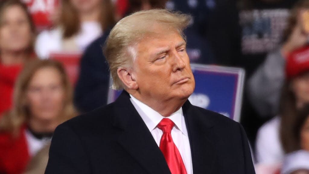 President Donald Trump attends Saturday’s rally in support of Republican Georgia senators David Perdue and Kelly Loeffler in Valdosta, Georgia. (Photo by Spencer Platt/Getty Images)