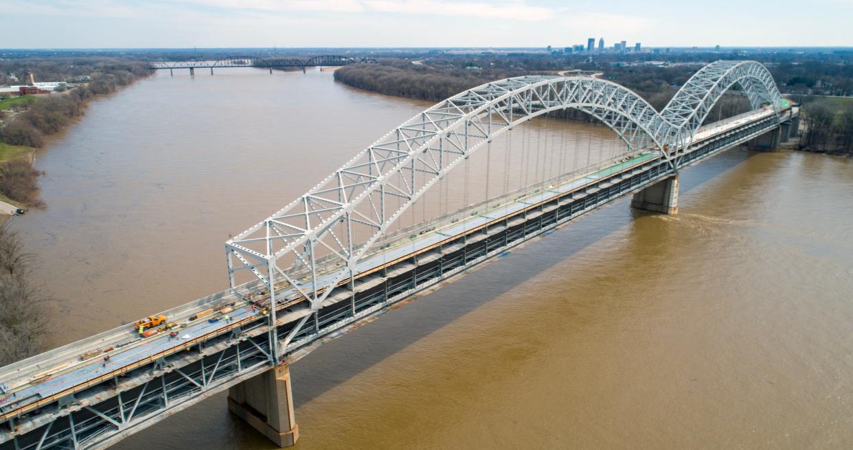 The Sherman Minton Bridge undergoes repairs. Tuesday, March 12, 2024