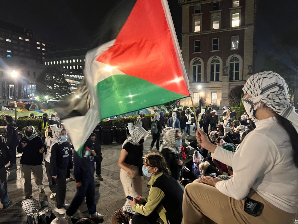 Protesters gather at Columbia University on the night of April 29, 2024. More than 100 people were arrested the following night at Columbia’s main campus after a group of pro-Palestinian demonstrators occupied the university's Hamilton Hall.