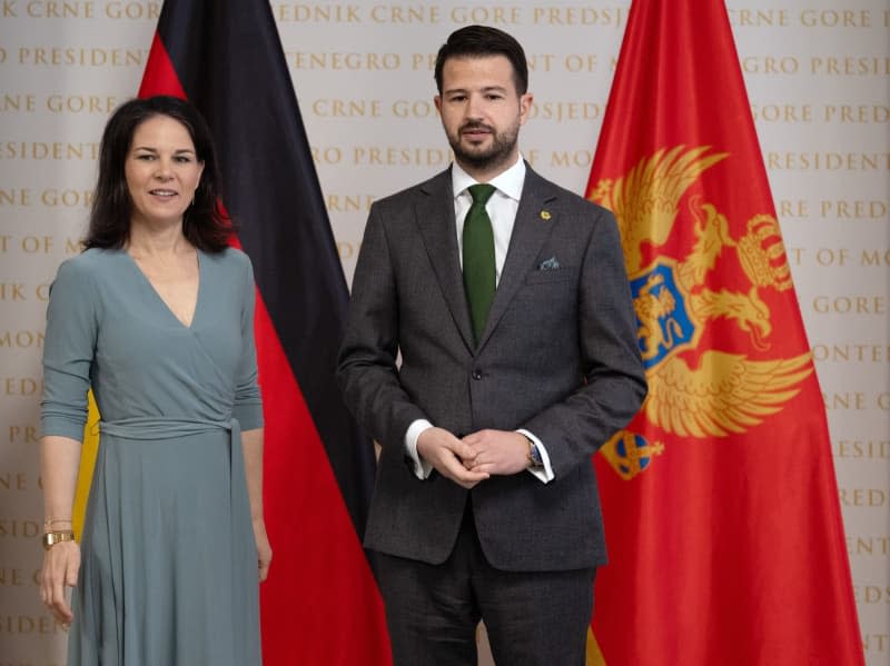 President of Montenegro Jakov Milatovic (R) meets with German Foreign Minister Annalena Baerbock. Soeren Stache/dpa